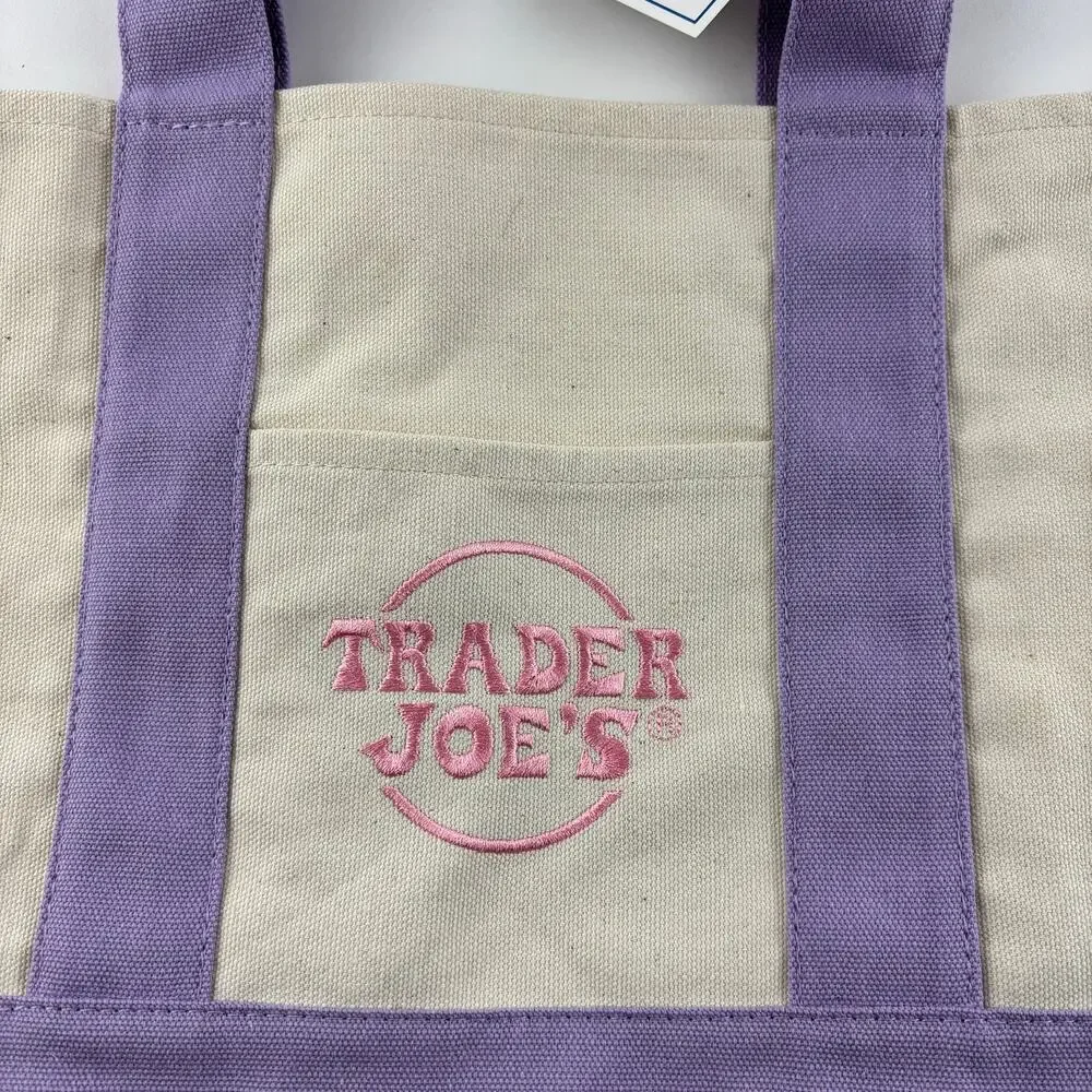 Trader Joe’s Mini Pastel Canvas Tote Bag Limited Edition Purple